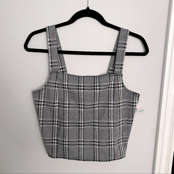 🌟3/$30🌟 American Eagle Grey Plaid  Crop Top - Picture 2 of 5